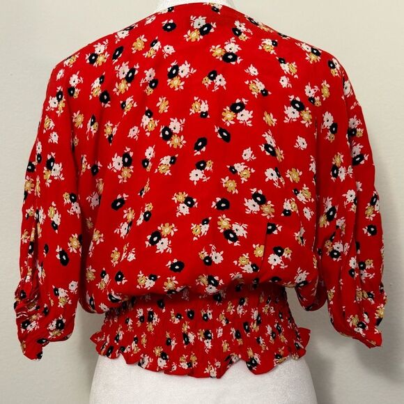 Faithfull The Brand Red Floral Crop Top Size 8 - Picture 5 of 14